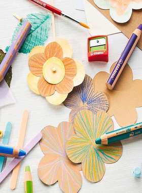 德国STABILO思笔乐Woody 3 in 1无敌乐8806多用途彩色画笔6色蜡笔