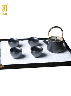 现代新中式陶瓷茶具托盘摆件样板房家居茶室书R房茶几客厅软装饰