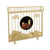 ll餐厅隔断工业风装 饰屏风饭店卡座格栅栏烧烤店金色铁艺实木矮围