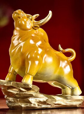 牛势奋进招财铜牛摆件华尔w街牛全铜新年办公室酒柜装饰礼品