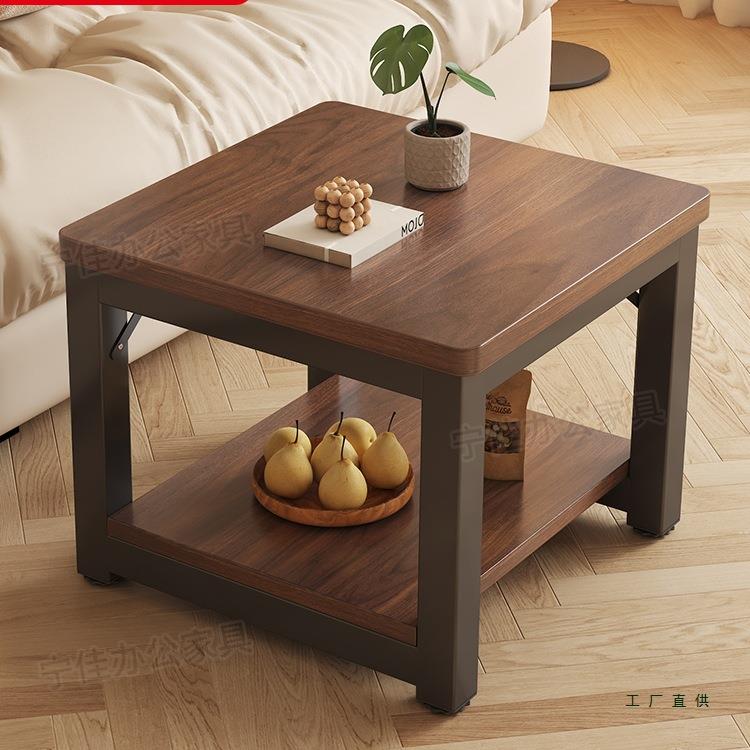 小方桌茶几四方木桌双层餐桌茶桌简易床头置物架正方形边几小桌子