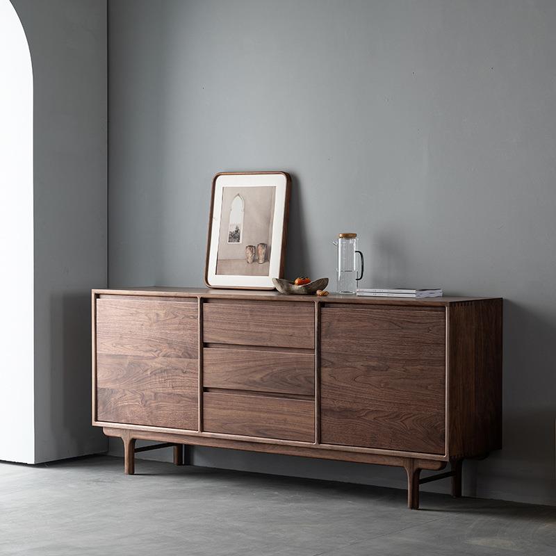 北欧黑胡桃实木餐边柜现代简约风边柜日式收纳柜客厅储物柜电视柜