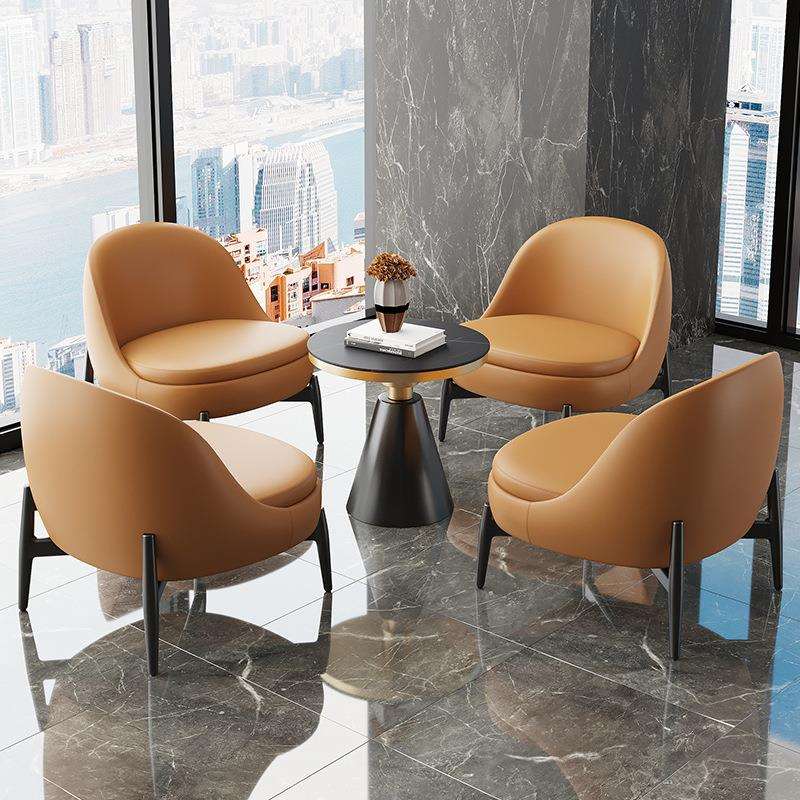 意式轻奢洽谈沙发茶几售楼处接待会客沙发办公楼休息区单人沙发椅