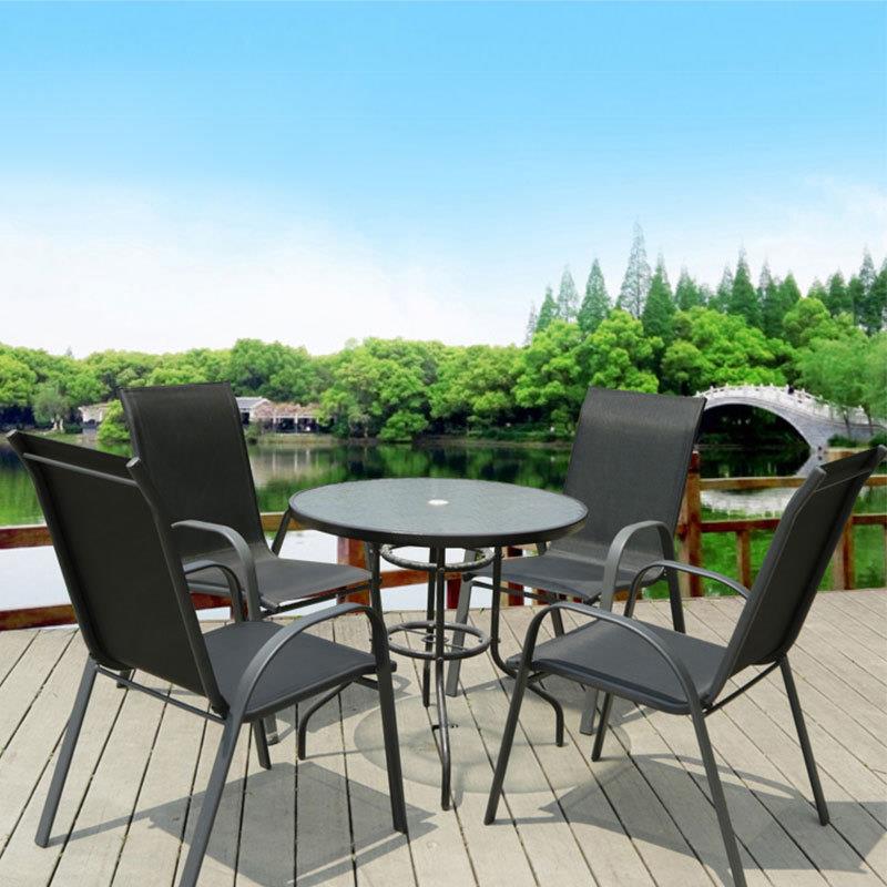 铁艺户外桌椅伞组合庭院室外桌椅花园休闲家具露天阳台座椅三件套