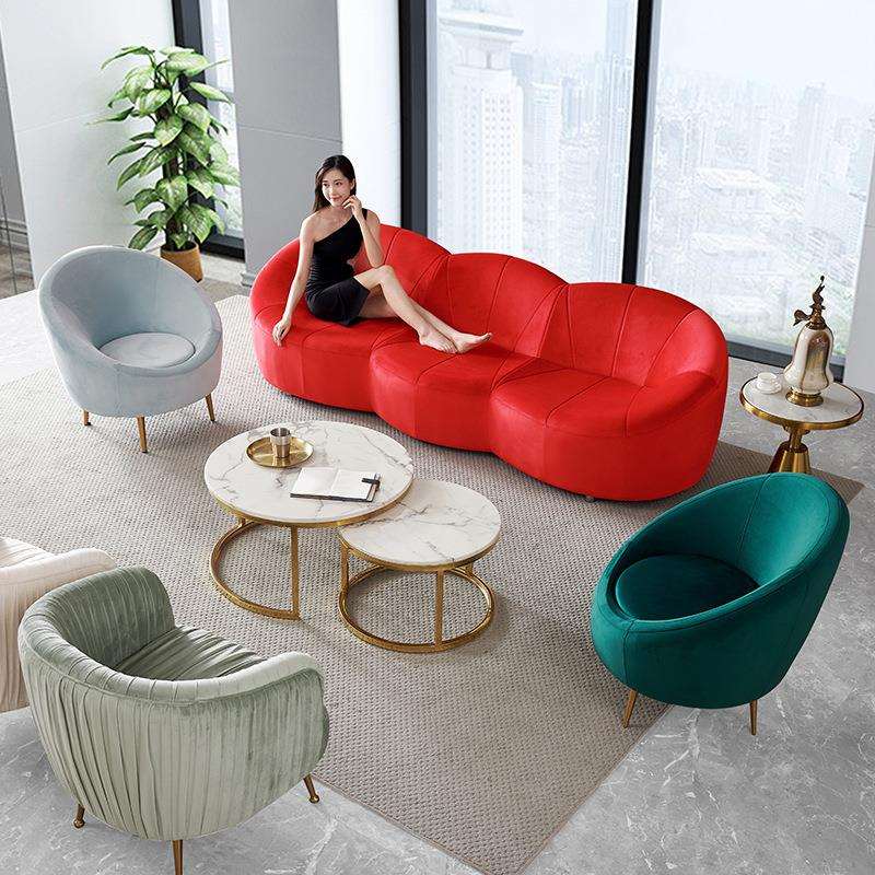 创意休闲布艺沙发简约商务大堂休息区接待会客厅办公沙发茶几组合