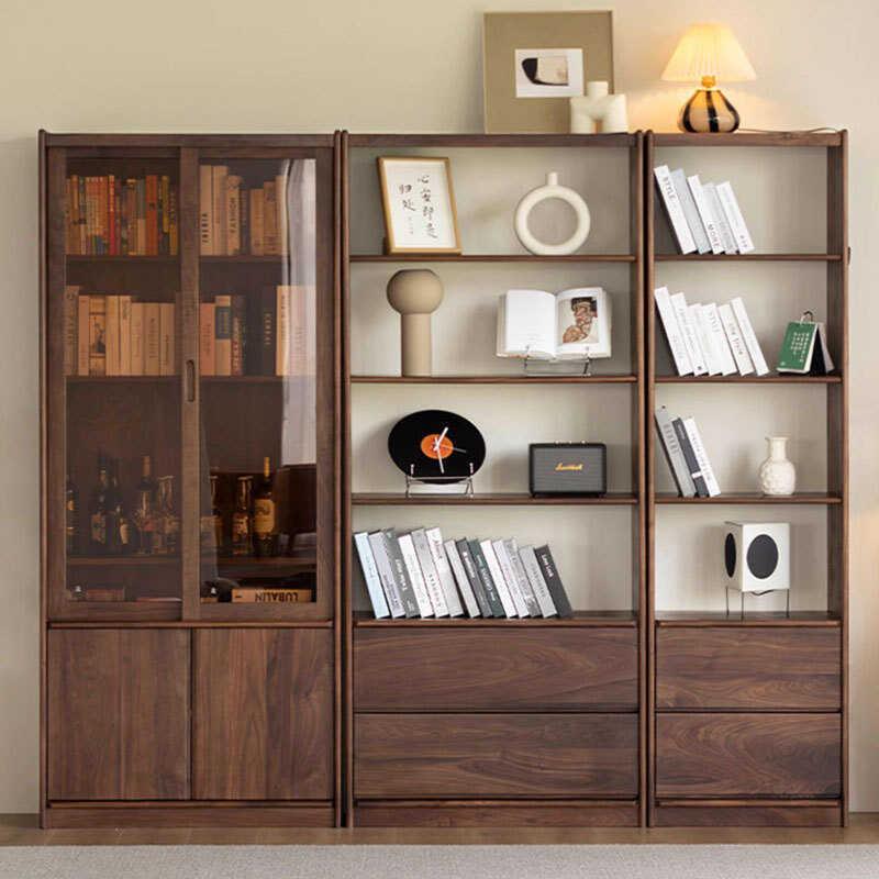 北美黑胡桃木实木组合多功能书柜樱桃木小户型简约现代落地书架