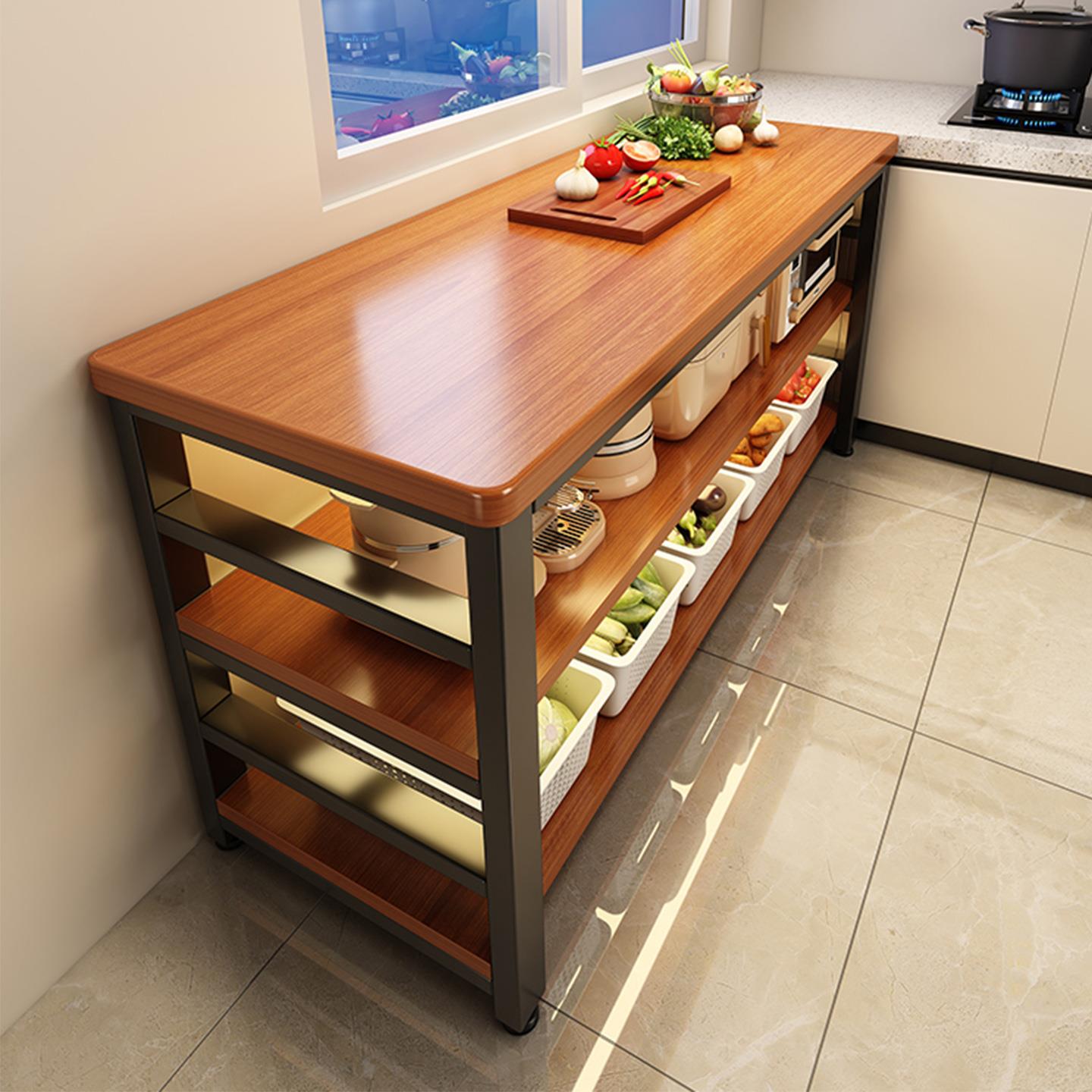 厨房置物架延长台面切菜工作台落地多层收纳层架微波炉多功能货架