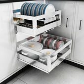 500 450 250橱柜碗篮304不锈钢550小拉篮350厨房碗碟拉拦300 400