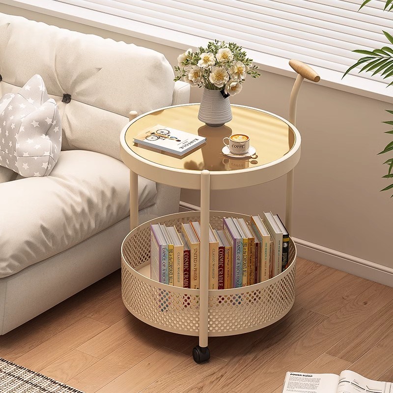 边几客厅20f25新款高级感可移动玻璃小推车沙发小茶几卧室床头边