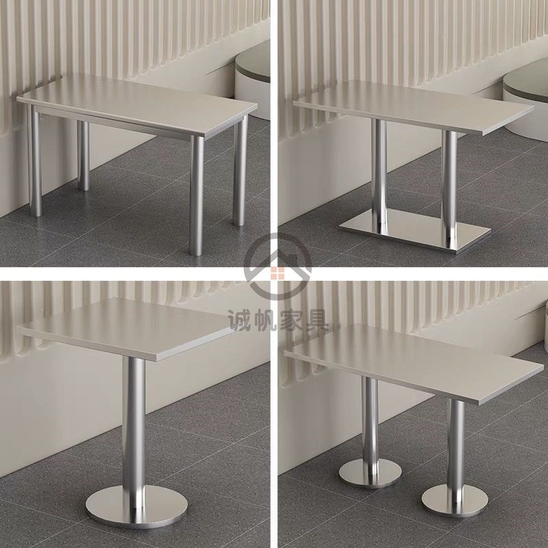不锈钢餐桌椅小吃店饭店快v餐食堂大排档长方形工业风食堂桌椅组