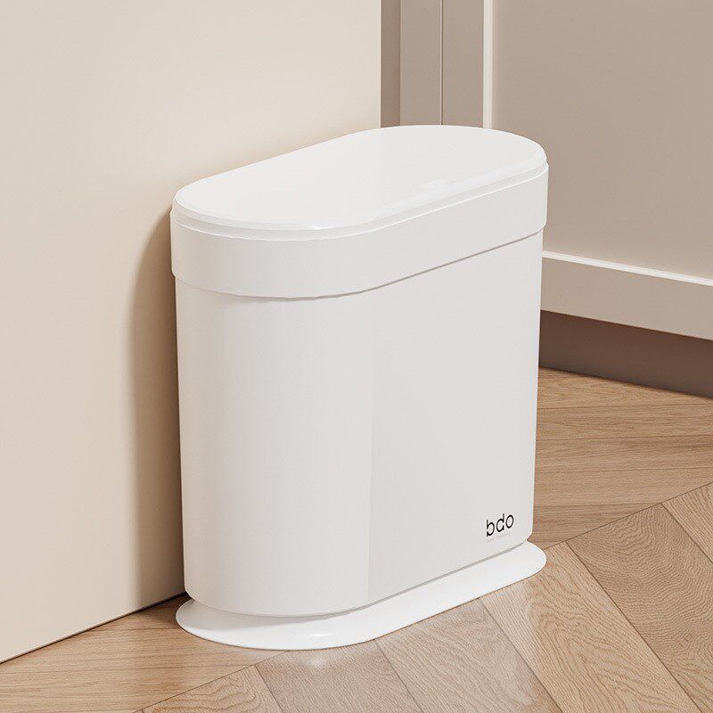家用椭圆形按压式弹盖垃圾桶卫生间夹缝塑料桶分类收纳纸篓家用桶