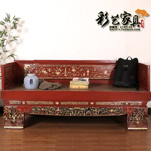 明清古典家具实木沙发床老榆木罗汉床榻明清古典罗汉塌复古罗汉椅