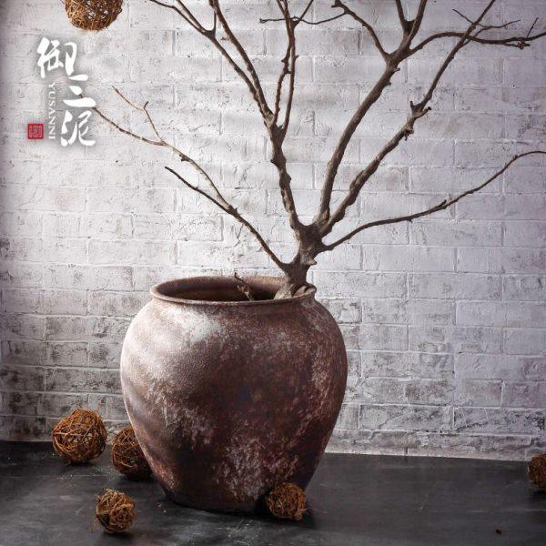 御三泥陶瓷大缸 粗泥手工大圆坛 陶泥大花盆落地摆件庭院园林装饰,家居饰品,花盆,淘宝优惠券,粉丝福利购,淘宝优惠卷