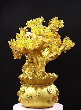 厂家创意树脂工艺o品摇钱树摆件家居客厅玄关办公桌面摆设