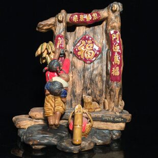 石湾公仔陶瓷摆件创意工艺精品餐厅复古摆设人物送老人家礼品过年