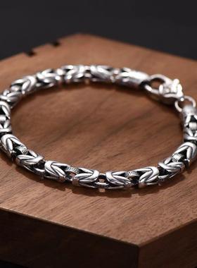 银时尚平安纹情侣款男士款个性首饰高级感日韩风手饰七夕