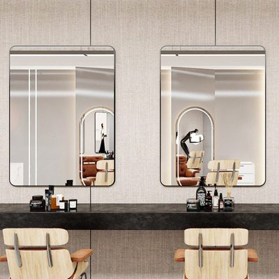 方形网红理发店镜台美发店镜子烫染剪发镜发廊专用单面挂墙浴室镜