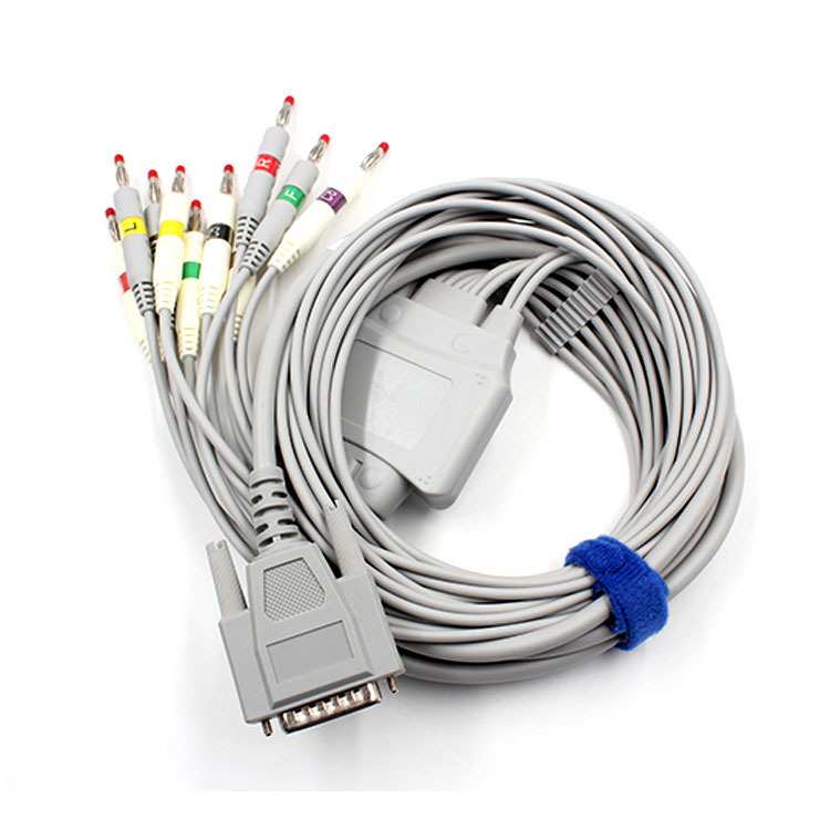 兼容Biocare十导联ECG EKG心电导联线DB15 101G/300G/1200/9803