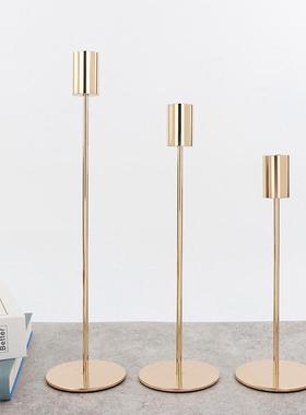 欧式摆件小烛台餐桌西餐浪漫烛光晚餐三件套摆件婚庆道具装饰烛