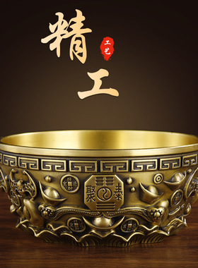 纯铜聚宝盆铜摆件家居客厅店铺玄关摆设办公室开业送礼工艺礼品