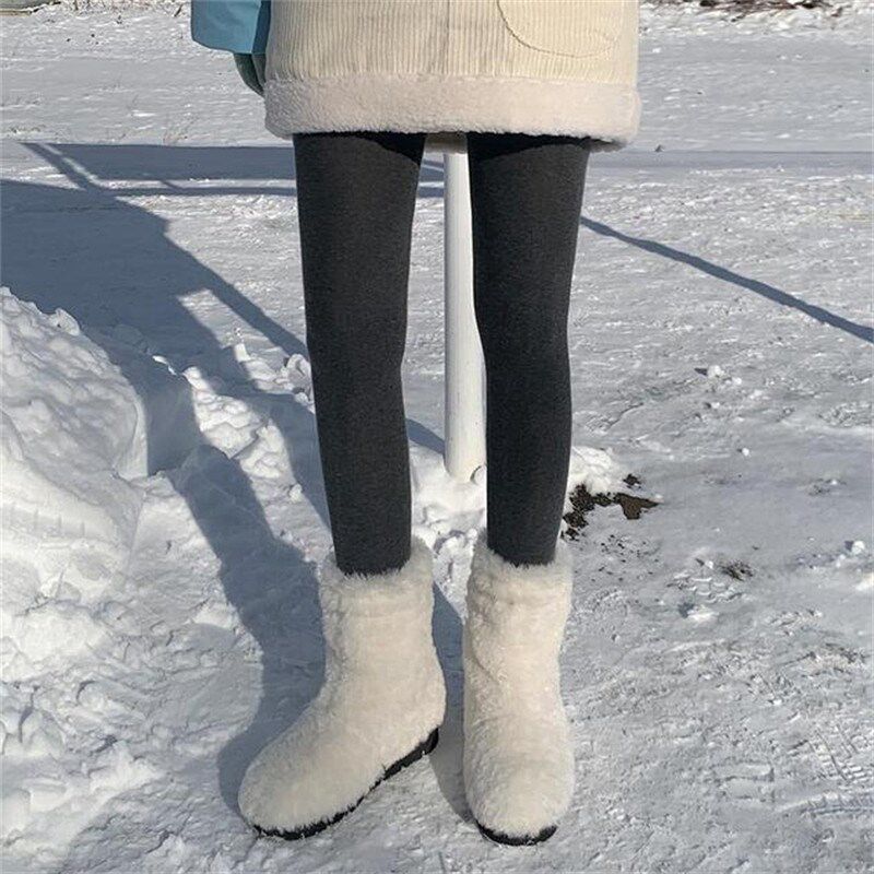饰与美韩国东大门冬季新款雪地靴C小众时尚加绒保暖白色毛毛棉靴