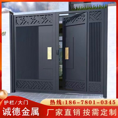 铝合金大门铝艺大门农村自建房别墅庭院大M门电动双门院子进户门