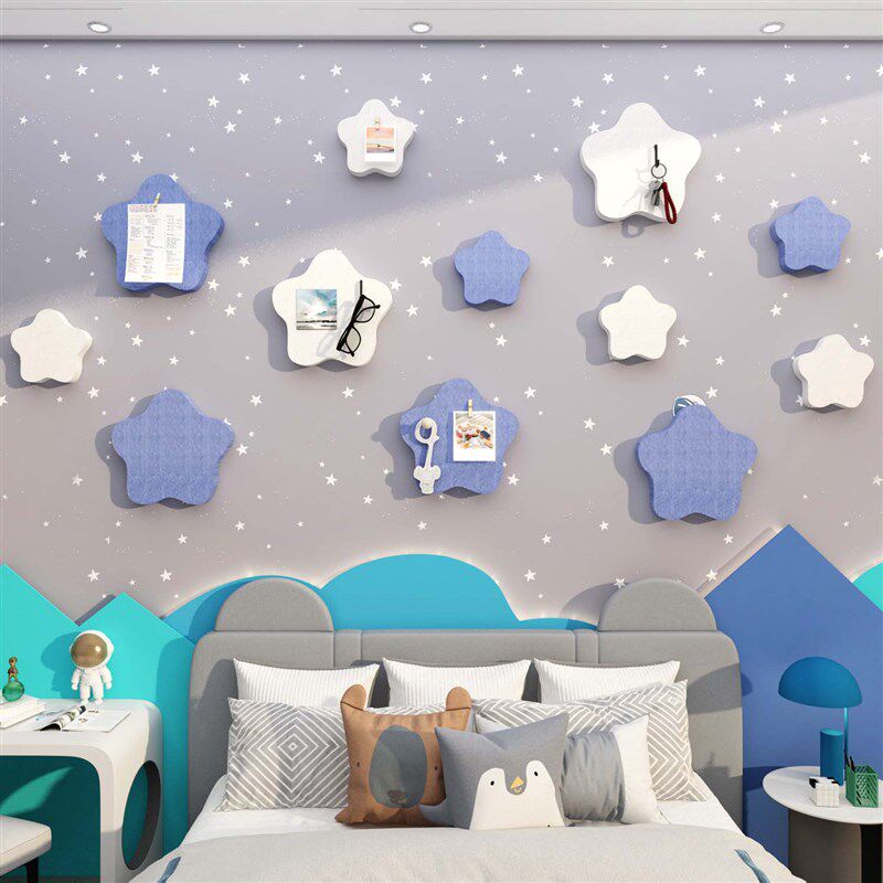 儿童房间布置墙面装饰小男女生孩改造卧室床头画星毛毡板贴纸遮丑,家居饰品,文化墙贴,淘宝优惠券,粉丝福利购,淘宝优惠卷