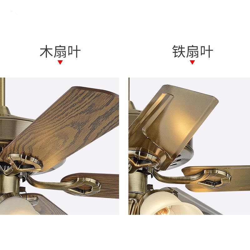 餐厅风扇灯 欧式现代卧室客厅吊扇灯铁叶风扇吊灯家用带灯的吊扇