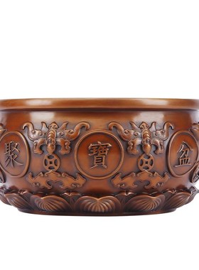 紫铜聚宝盆摆件家居装饰品客厅玄关办公桌乔迁新家开业乔迁礼品