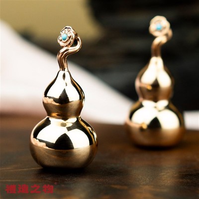 纯铜葫芦挂件招财转运摆件实心紫铜葫芦手把件工艺品送朋友礼物