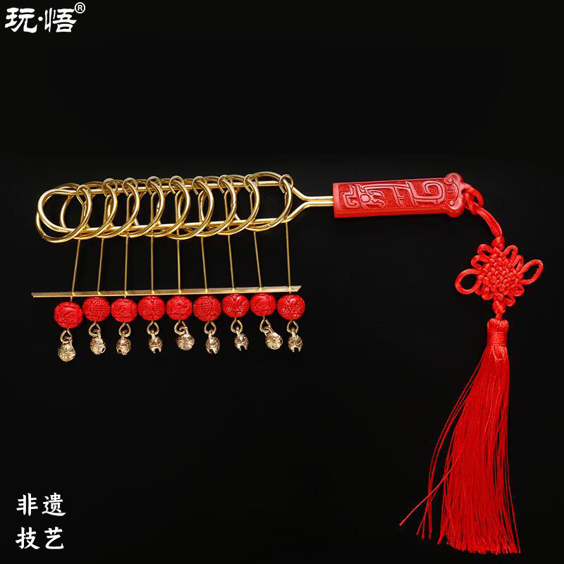 玩悟益智a玩具解环非遗纯铜手工景泰蓝九连环巧环五连环高端礼品