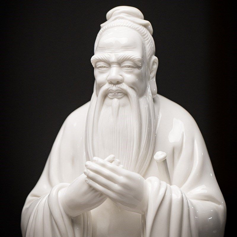 陶瓷孔子摆件白瓷人物雕像孔夫子像雕塑书房客厅酒柜送老师纪念品