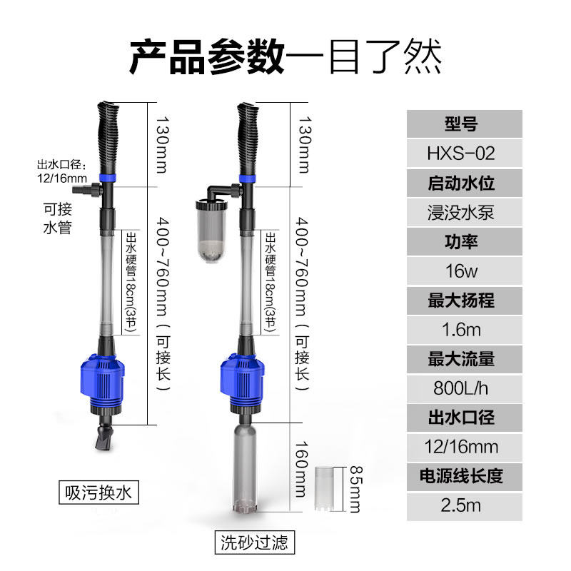 鱼缸换水器电动抽水器吸便器吸粪器洗沙器吸污器清洁工具洗鱼缸管