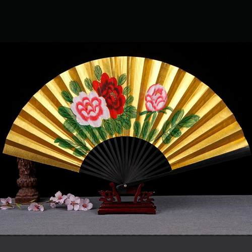 扇子折扇女式覆古风古典京剧戏曲贵妃醉酒牡丹金扇寸表演跳舞扇