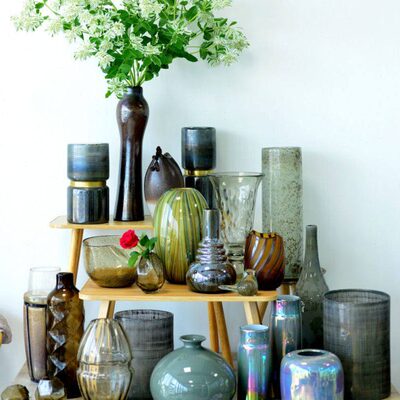 海曼尼简约复古文艺手工玻璃花瓶摆件居家客厅乔迁礼品 0824 秒杀