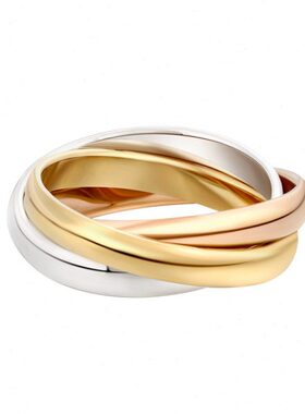 三环三色戒指情侣对戒男女士友谊之戒尾戒小指装腔启示录同款卡