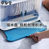 厨房碗柜碗筷收纳盒带盖收纳架装 碟盘沥水碗架置物架收纳箱餐具盒