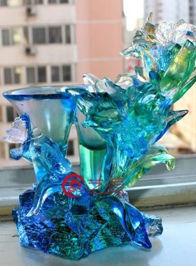 琉璃摆件百年好合时尚朋友同事同学结婚情人生日礼品礼物定制刻字