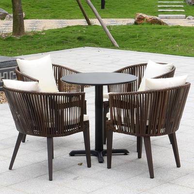 户天休闲桌椅庭院阳台椅别墅室外桌组合露酒吧塑拿铁桌椅木编外藤桌椅仿藤