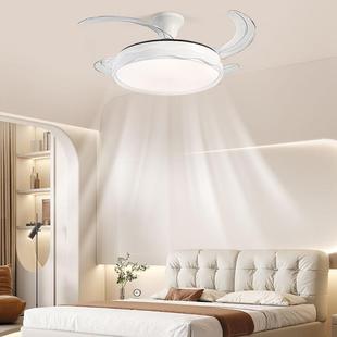餐厅灯风扇灯隐形一体214吊灯扇卧室灯中古诧寂胡桃木纹电顶扇风
