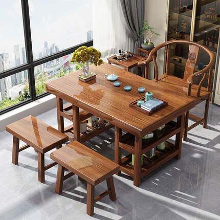 阳台木茶IOE新简中式大板茶桌桌椅组合家实用约小户型茶台办公室