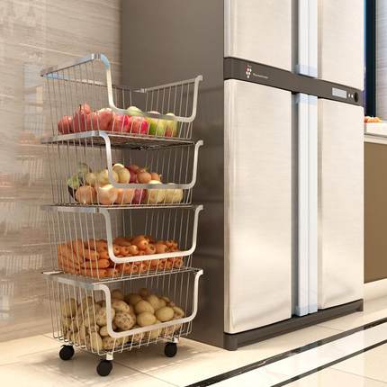 04锈钢厨房3置物架落地多物层家用品储物收不ZM-031纳筐放水果蔬