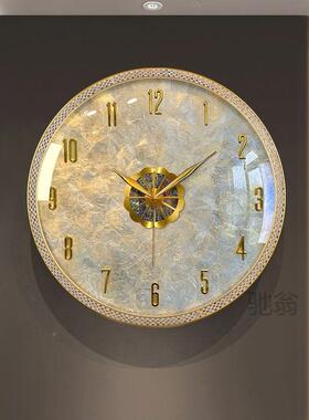 麓r轻奢贝壳墙挂钟网餐厅装饰静音时钟XNH挂205新红款2客厅钟表高