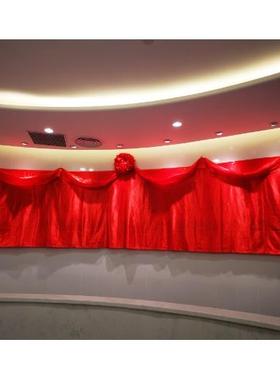 2幕缎P97180开业剪彩揭牌型揭幕红布绸大红色花球波浪布庆典活动