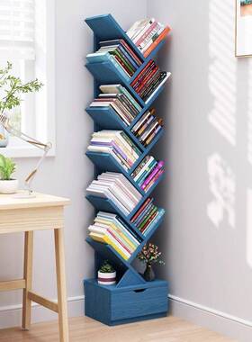 书简易树形纳架落地置物厅架家用靠墙创意小书柜客多层收RWV储物柜子