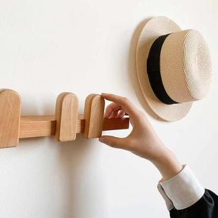 樱桃玄关架挂衣墙上壁挂黑木胡桃实木003265门口入创意挂钩置物户