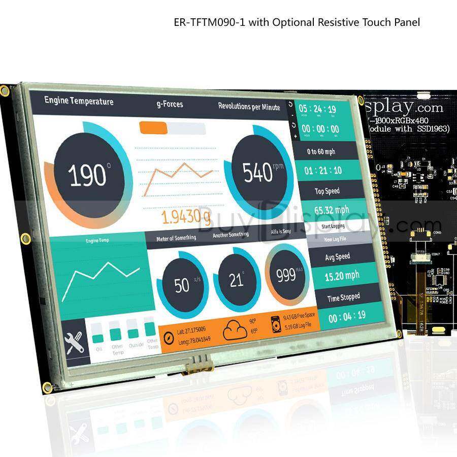 9寸TFTLCD彩色液显示配SSD1963控制板/并ER-TFTM0口晶/可屏配触摸