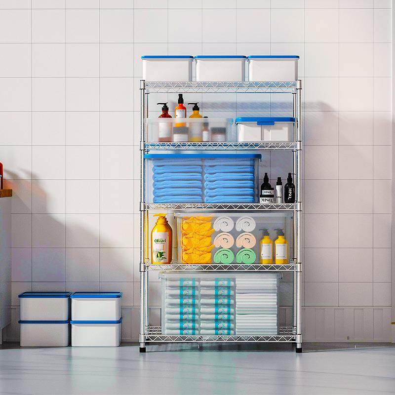 新款304不锈钢5层浴卫生分472间浴毛巾室巾置物架落地层架层铁架