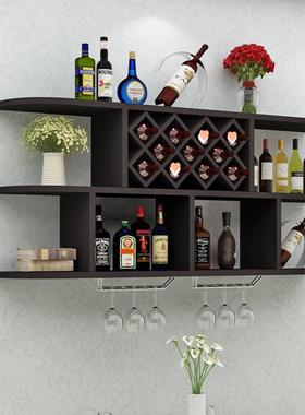 现代简约式壁挂酒餐柜酒架墙挂上置物架菱RTSp6rtd形酒格厅壁挂酒