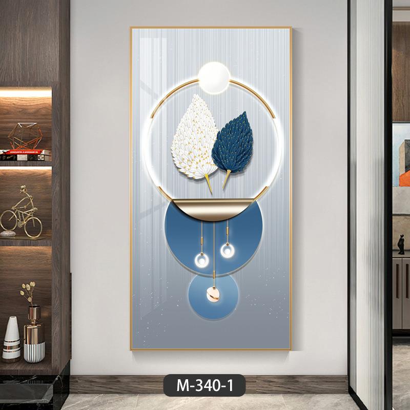 玄关画装饰画现代晶简约入38户正门挂画走对廊过道竖版壁羽毛瓷画